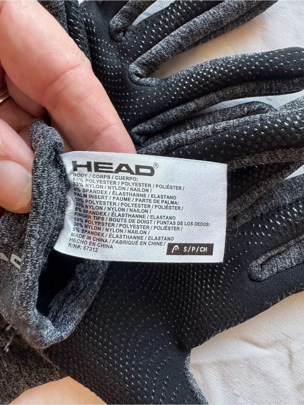 Head Charcoal Heather Touchscreen Gloves